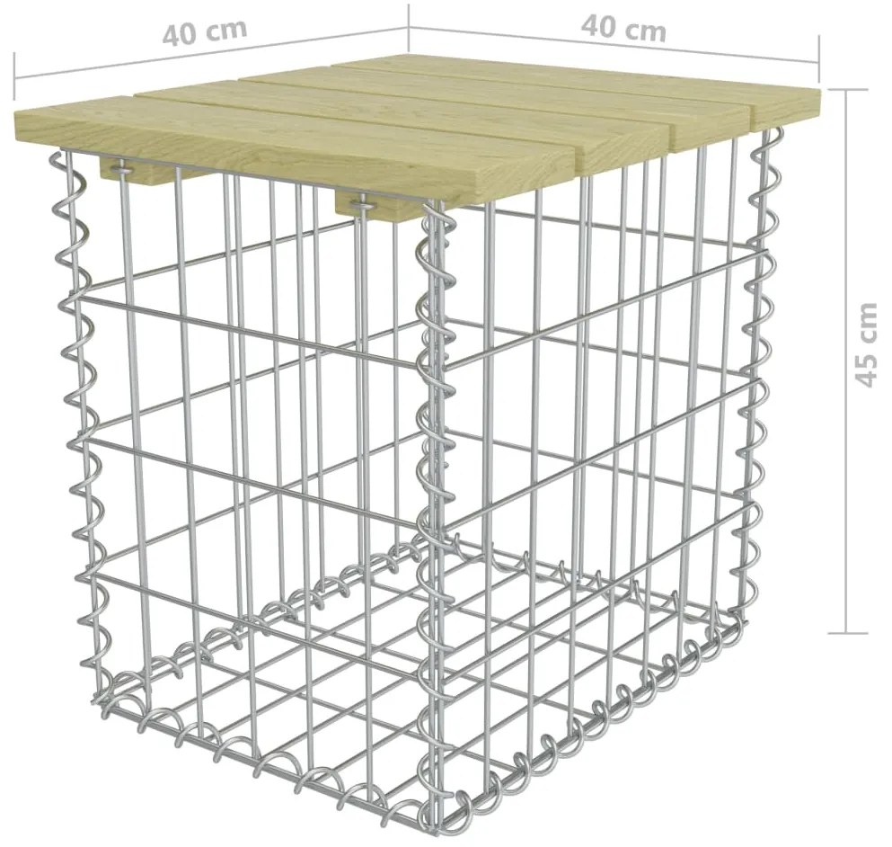 vidaXL Υποπόδιο Κήπου Γκρι 40x40x45εκ. Γαλβ. Χάλυβας Μασίφ Ξύλο Πεύκου