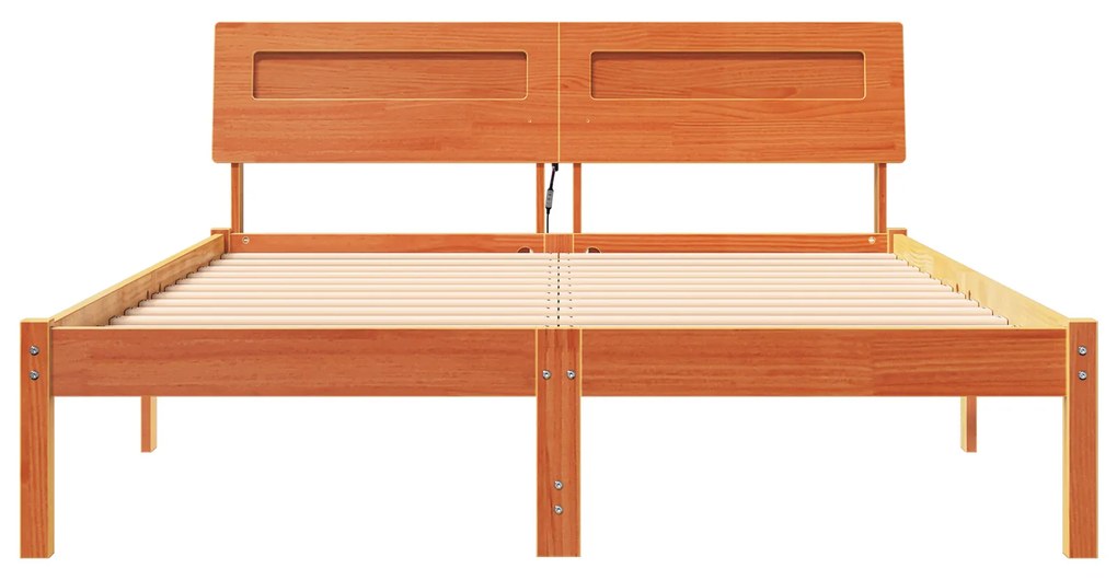 vidaXL Σκελετός Κρεβατιού Καφέ κεριού 140 x 190 cm Μασίφ ξύλο πεύκου