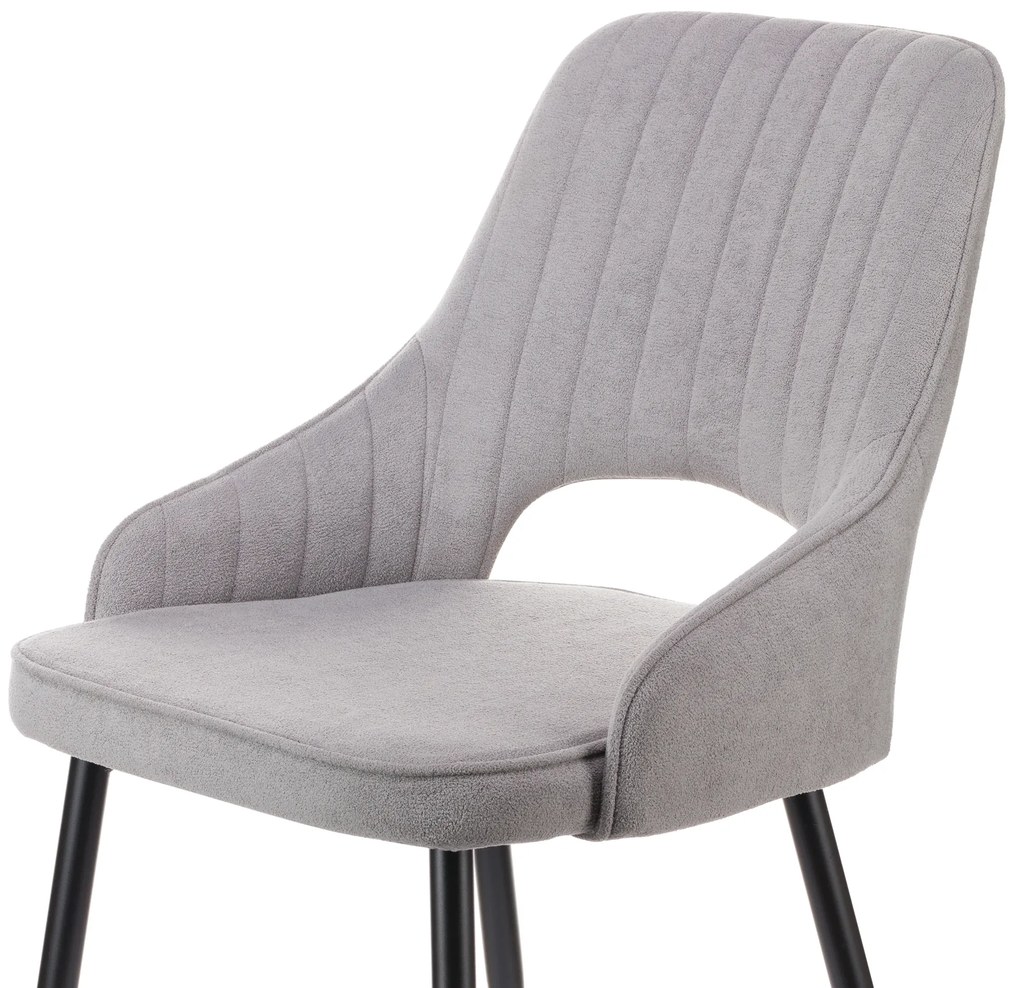 Καρέκλα Tiate γκρι μπουκλέ ύφασμα-πόδι μαύρο μέταλλο 47x51x83
