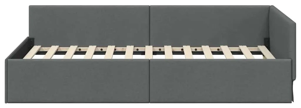 vidaXL Κρεβάτι Γωνίας με κεφαλάρι Σκούρο Γκρι 90 εκ x 200 εκ Βελούδο