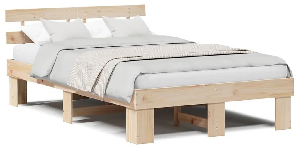 vidaXL Σκελετός Κρεβατιού Φυσικό 140 x 190 cm Στερεά ξυλεία πεύκου