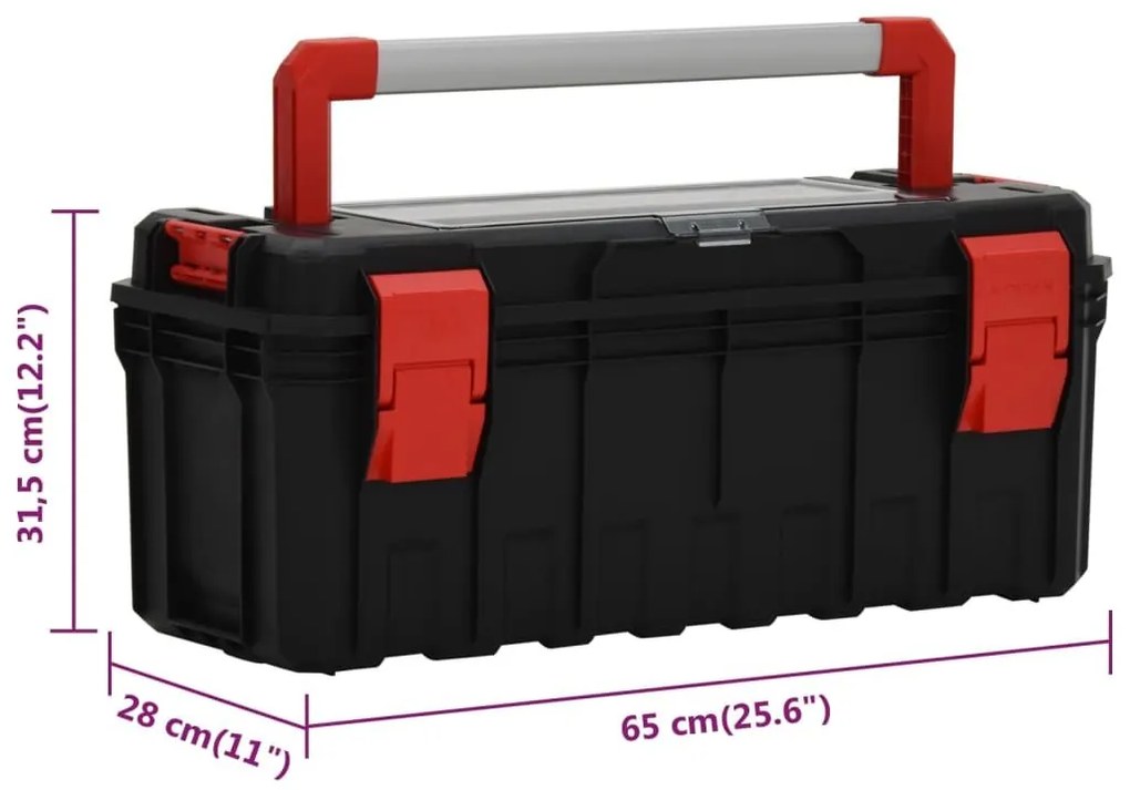 Εργαλειοθήκη Μαύρη και Κόκκινη 65x28x31,5 εκ. - Μαύρο