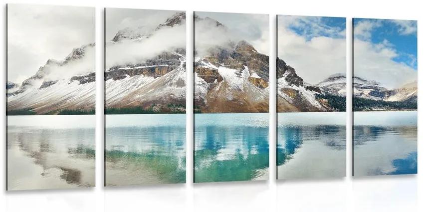 Λίμνη με εικόνα 5 τμημάτων κοντά στο όμορφο βουνό - 100x50