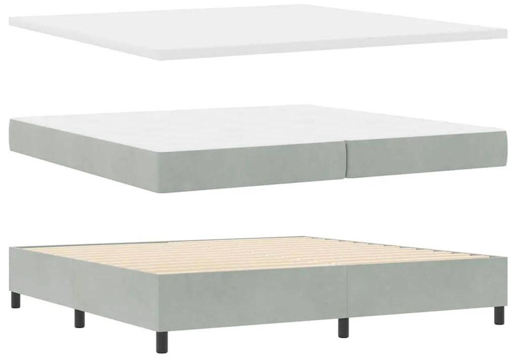 vidaXL Κρεβάτι Box Spring LED με Στρώμα Ανοιχτό γκρι 200 x 200 cm