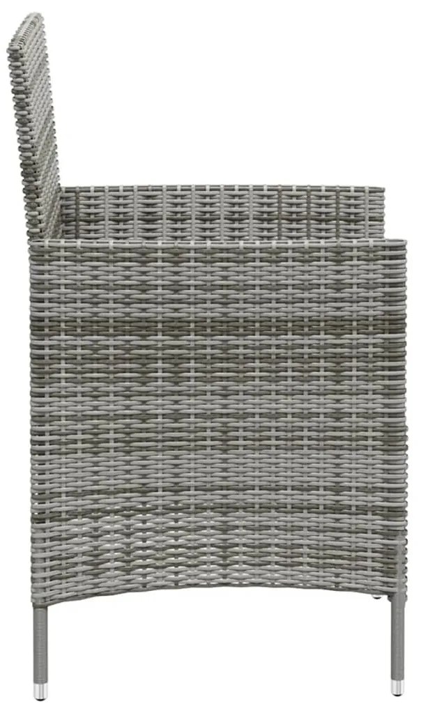 vidaXL Τραπεζαρία Εξωτ. Χώρου Σετ 3 τεμ. Γκρι Συνθ. Ρατάν με Μαξιλάρια