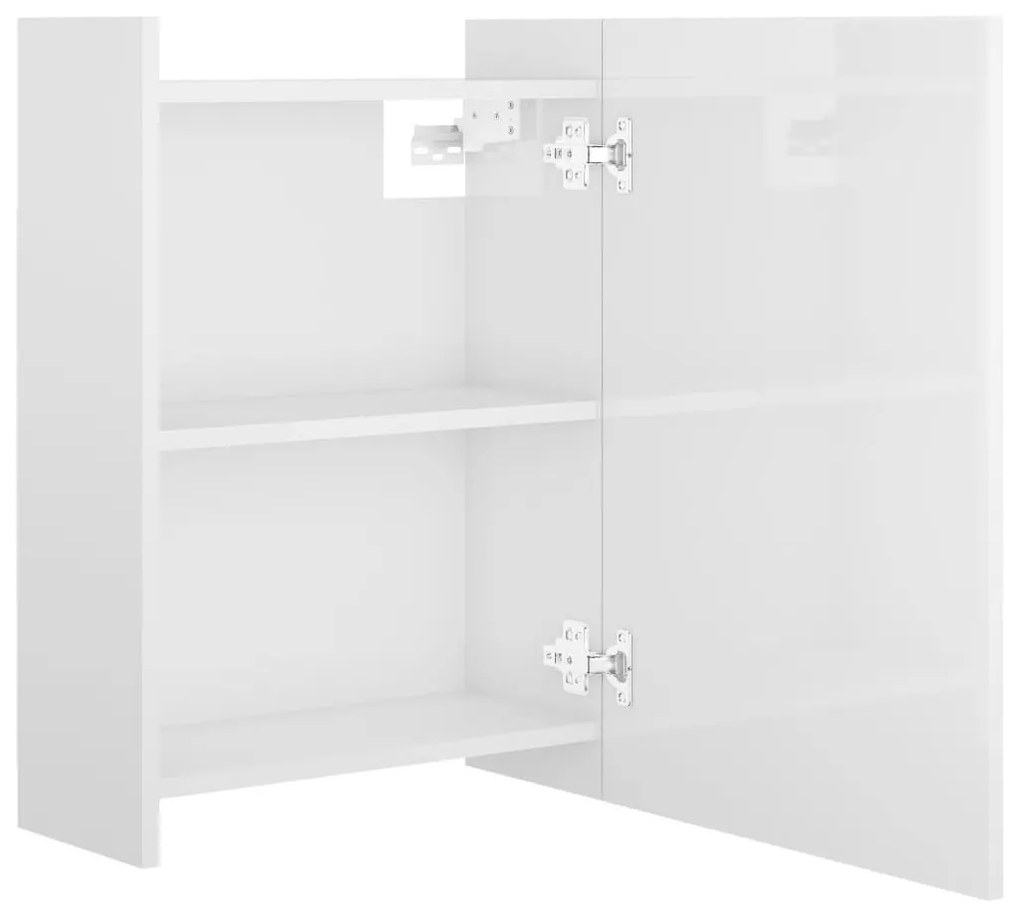 Καθρέφτης Μπάνιου Γυαλιστερό Λευκό 62,5x20,5x64 εκ. Μοριοσανίδα - Λευκό