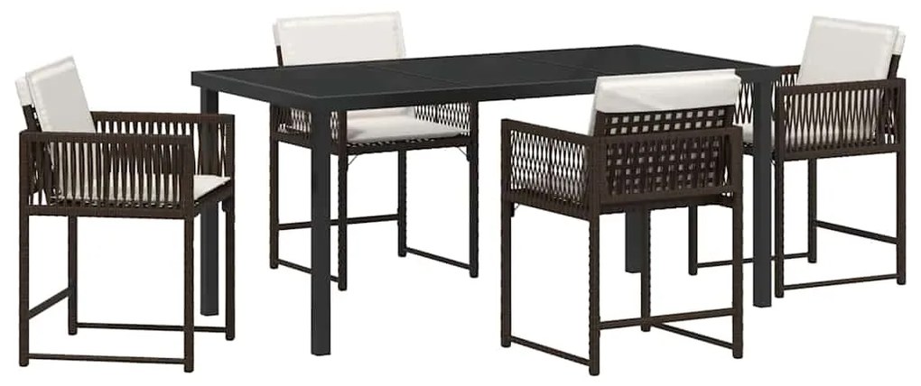 vidaXL Σέτ φαγητού για κήπο 5 pcs Καφέ συνθετικό ρατάν