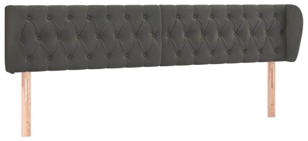 Κεφαλάρι με Πτερύγια Σκούρο Γκρι 203x23x78/88 εκ. Βελούδινο 3117547