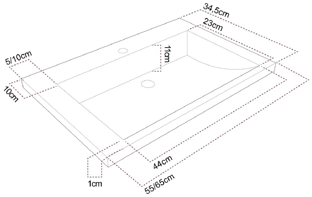 Νιπτήρας Sanitec Lido-Anthraki-Μήκος 55 εκ.