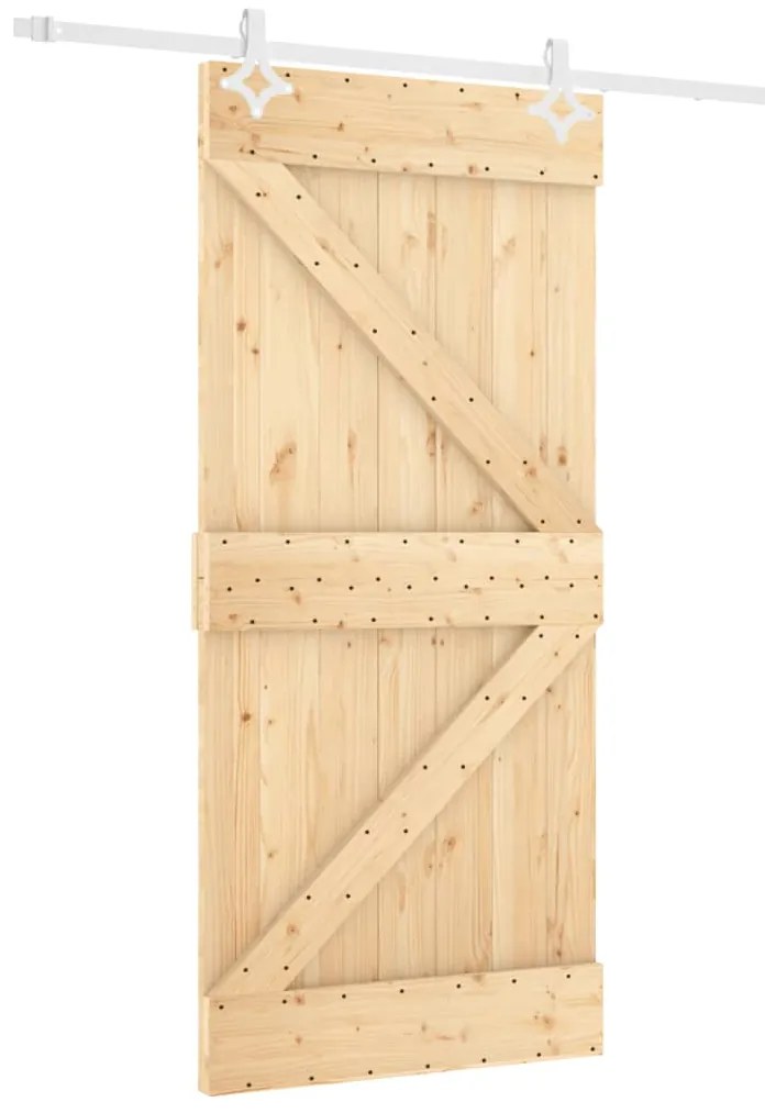 vidaXL Συρόμενη Μεσόπορτα με Μηχανισμό 90 x 210 εκ. Μασίφ Ξύλο Πεύκου