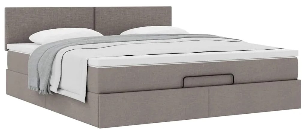 vidaXL Οθωμανικό κρεβάτι με στρώμα Taupe 160x200cm ύφασμα