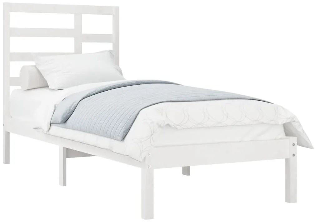 vidaXL Πλαίσιο Κρεβατιού Λευκό 75x190 εκ. Μασίφ Ξύλο Small Single