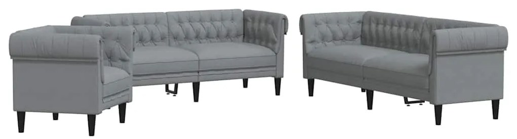 vidaXL Σετ Καναπέ Ανοιχτό γκρι ύφασμα