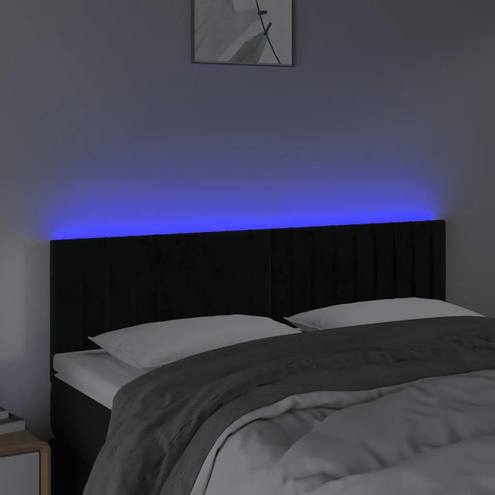 Κεφαλάρι Κρεβατιού LED Μαύρο 144x5x78/88 εκ. Βελούδινο 3121900