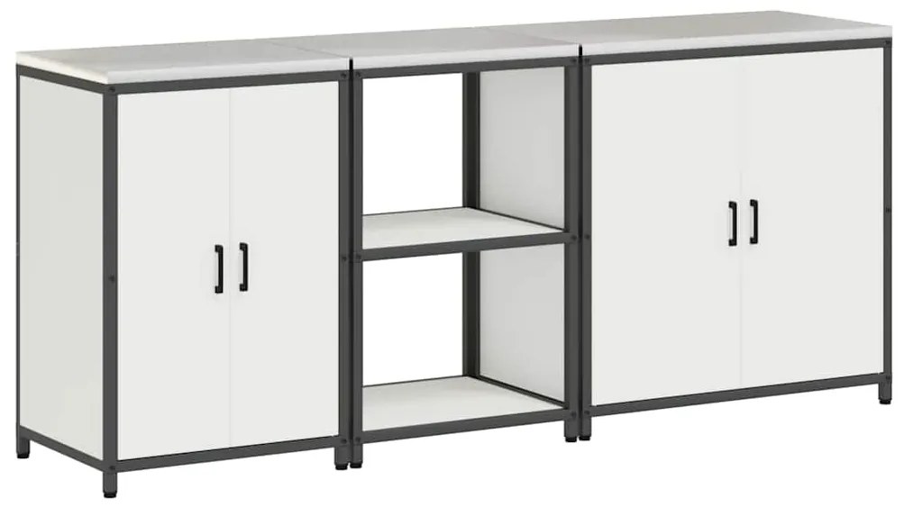 vidaXL Σετ Αποθήκευσης Κουζίνας με ράφι 3 pcs Λευκό 210 x 50 x 92 εκ