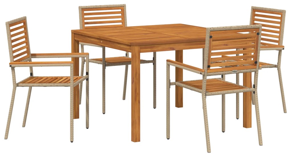 vidaXL Σετ τραπεζαρίας κήπου 5 pcs Μπεζ 110 x 110 x 75 cm
