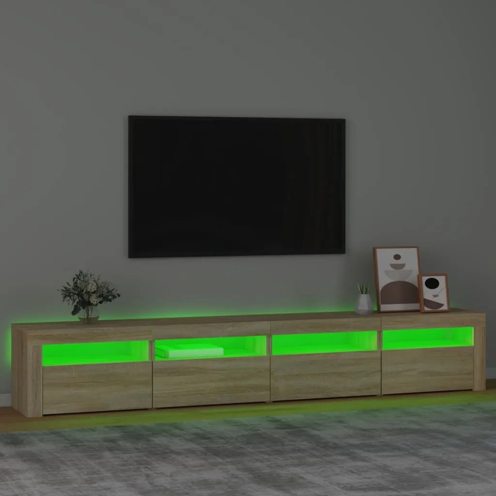 vidaXL Έπιπλο Τηλεόρασης με LED Sonoma Δρυς 240 x 35 x 40 εκ.