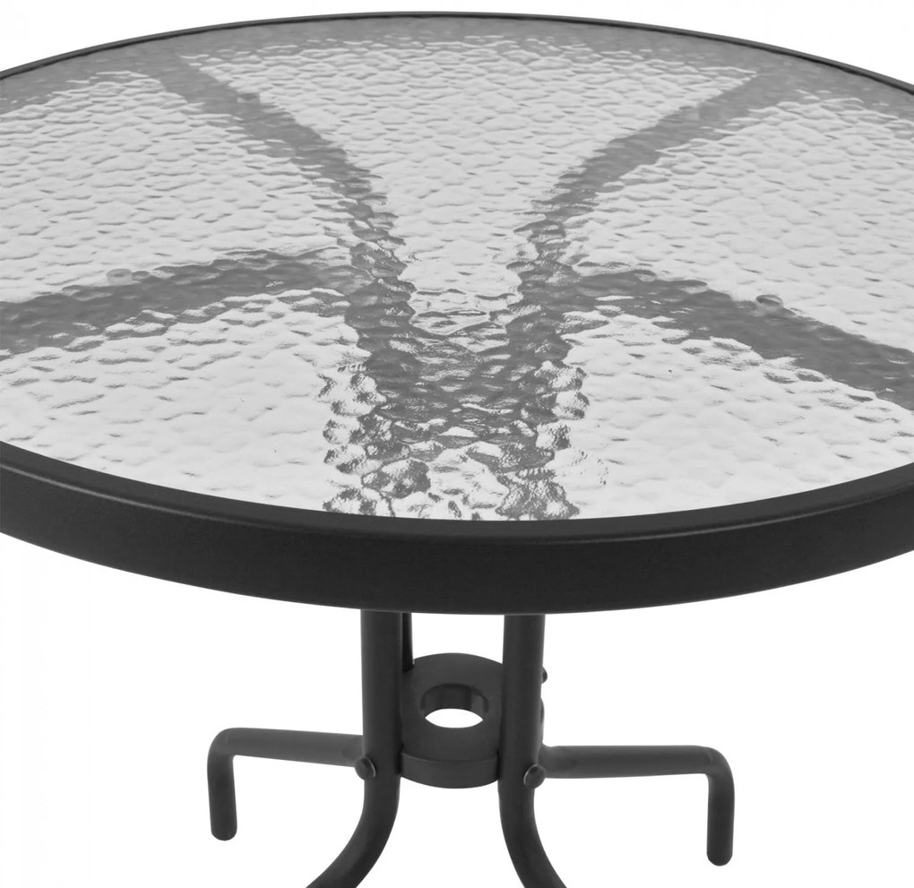 Τραπέζι LIMA Μεταλλικό Γκρί με Γυάλινη Επιφάνεια Φ70x70Υ εκ. 70x70x70 εκ.