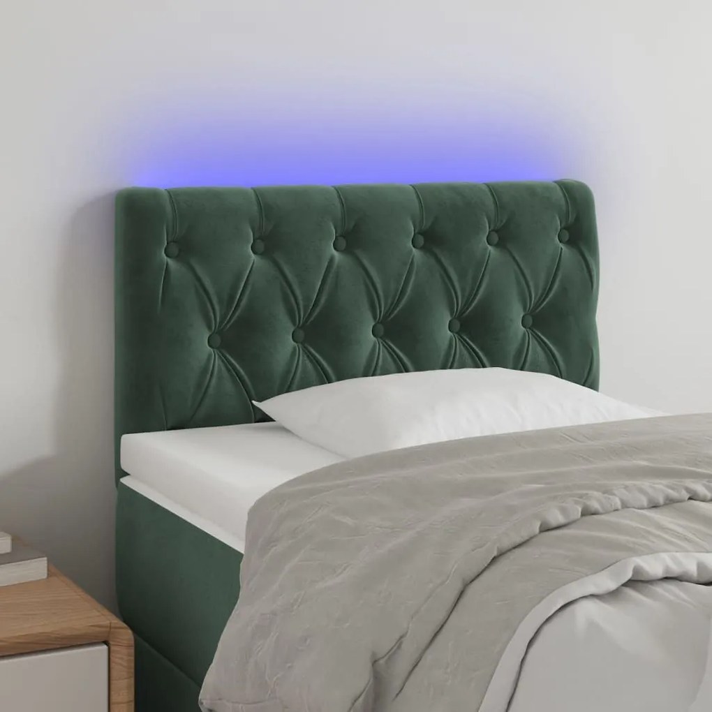 Κεφαλάρι Κρεβατιού LED Σκούρο Πράσινο 80x7x78/88 εκ. Βελούδινο 3121981