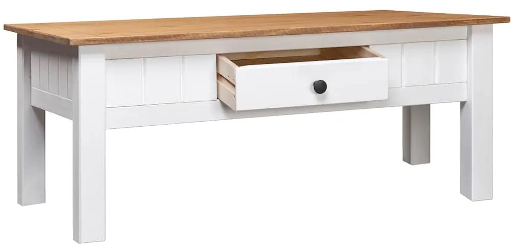 vidaXL Τραπεζάκι Σαλονιού Λευκό 100x60x45 εκ. Μασίφ Πεύκο Σειρά Panama