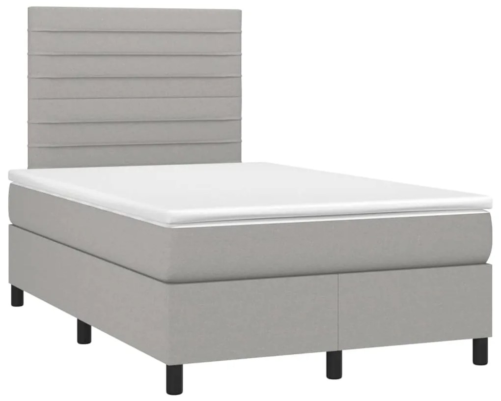 vidaXL Κρεβάτι Boxspring με Στρώμα & LED Αν.Γκρι 120x200 εκ Υφασμάτινο