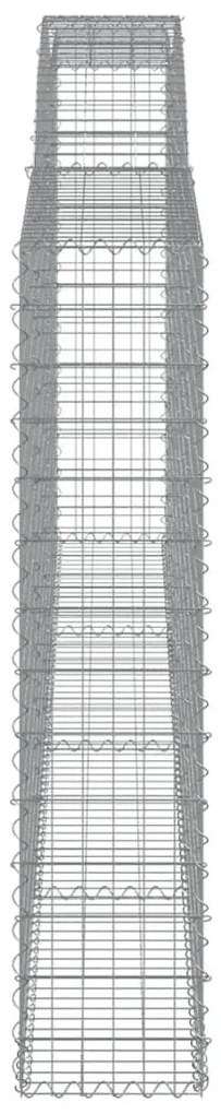 Συρματοκιβώτια Τοξωτά 4 τεμ. 400x30x140/160 εκ. Γαλβαν. Ατσάλι - Ασήμι