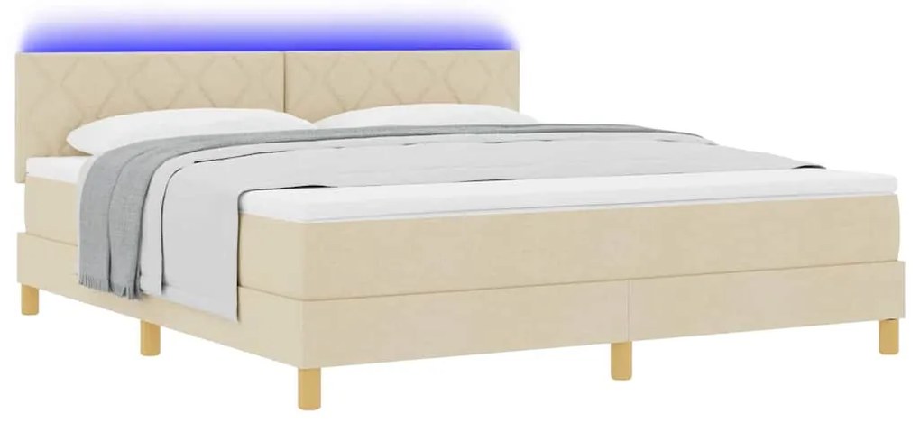vidaXL Κρεβάτι με ελατήρια με στρώμα Κρεμ 180 x 200 cm ύφασμα