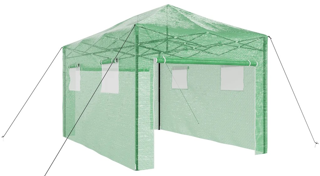 vidaXL Θερμοκήπιο με στέγη Πράσινο 290 x 430 x 315 εκ Ατσάλι