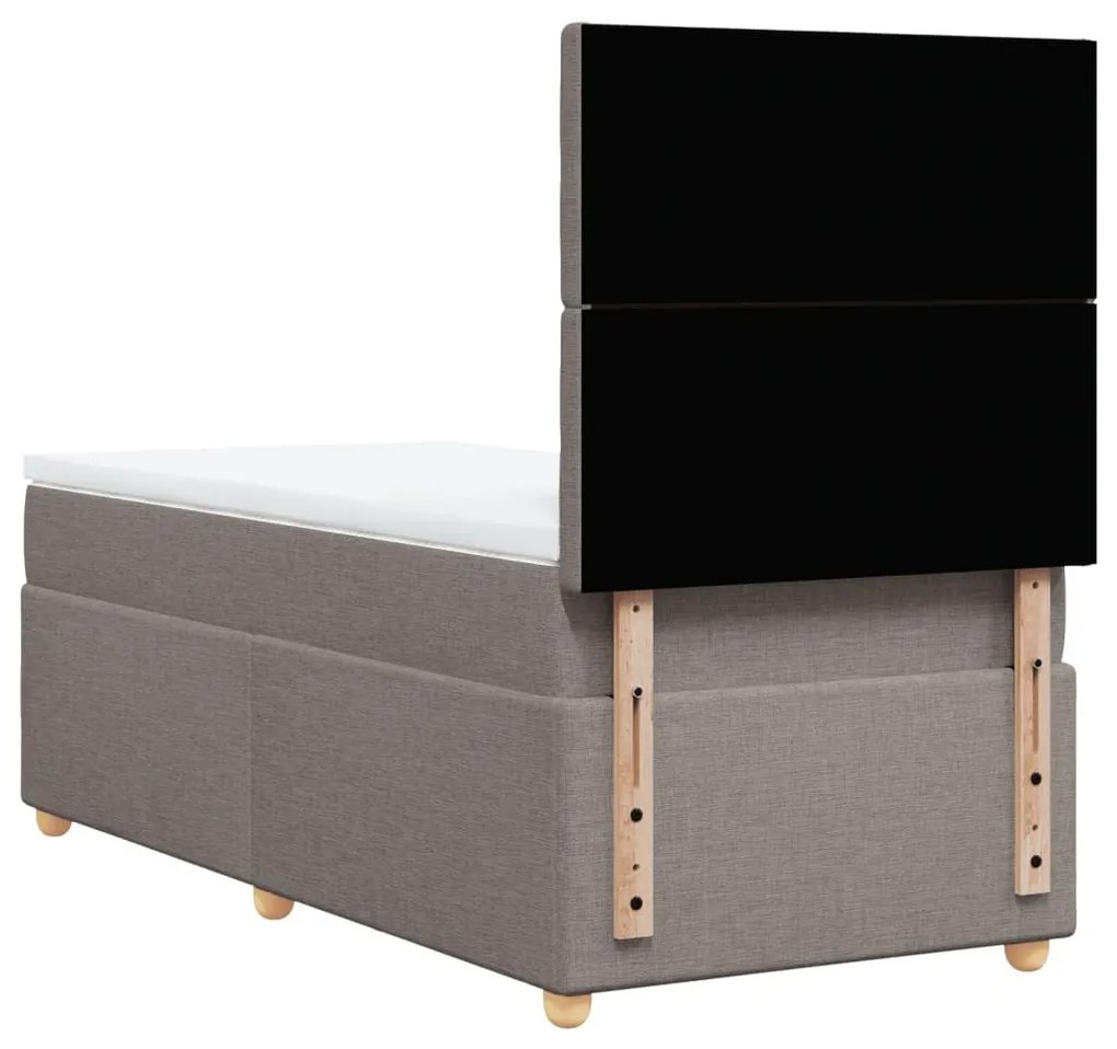 Κρεβάτι Boxspring με Στρώμα Taupe 100 x 200 εκ. Υφασμάτινο - Μπεζ-Γκρι