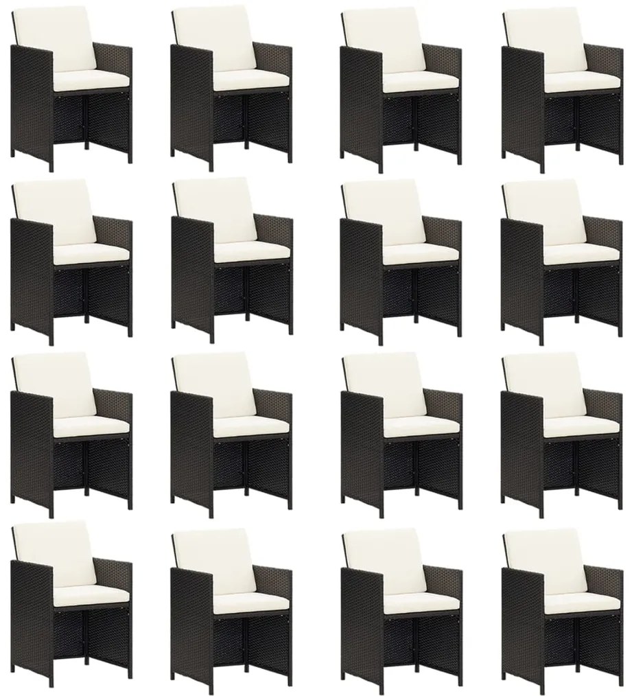 vidaXL Σετ Τραπεζαρίας Κήπου 17 τεμ Μαύρο από Συνθ. Ρατάν με Μαξιλάρια