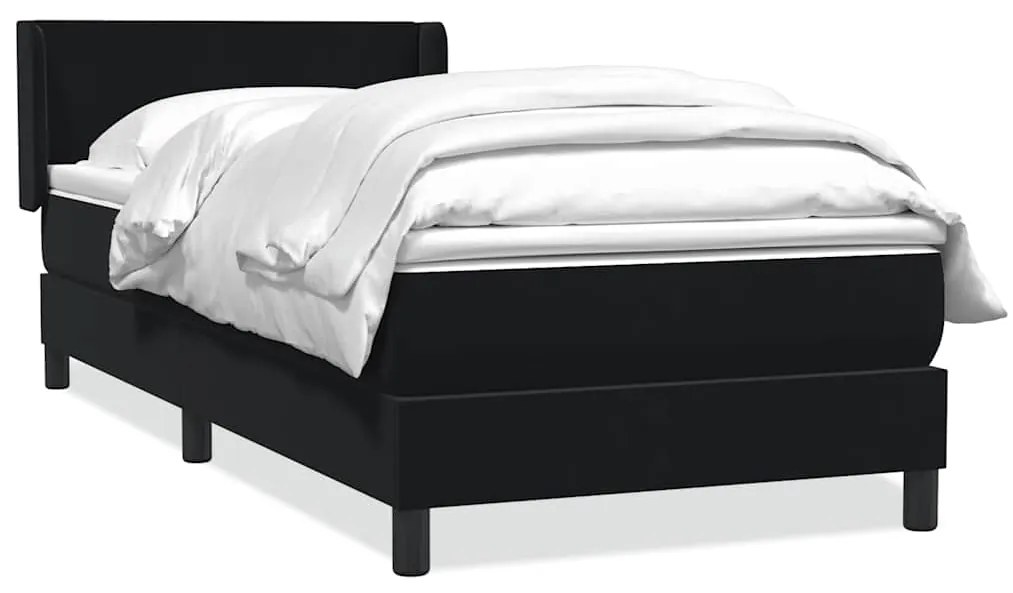 vidaXL Κρεβάτι Boxspring με Στρώμα Μαύρο 80x220 εκ. Βελούδινο