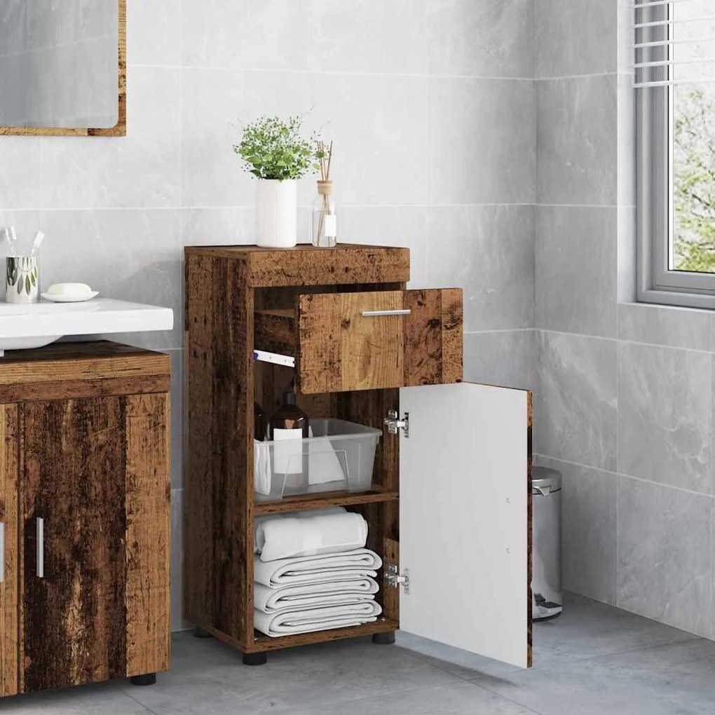 vidaXL Ντουλάπι Μπάνιου με πόρτα TULUM Παλαιό ξύλο 37 x 31.5 x 82 εκ