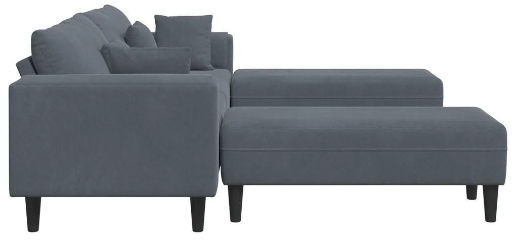 vidaXL Βελούδινος καναπές 3 pcs Σκούρο Γκρι 208 εκ. Βελούδο