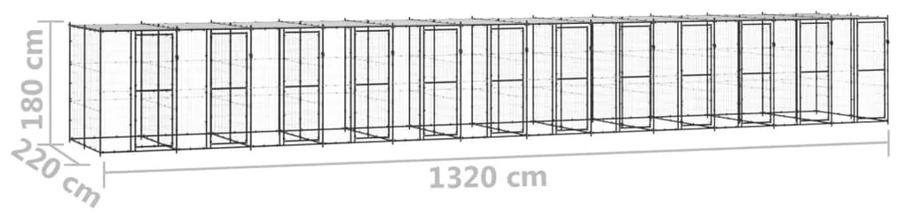 vidaXL Κλουβί Σκύλου Εξωτ. Χώρου με Στέγαστρο 29,04 μ² από Ατσάλι