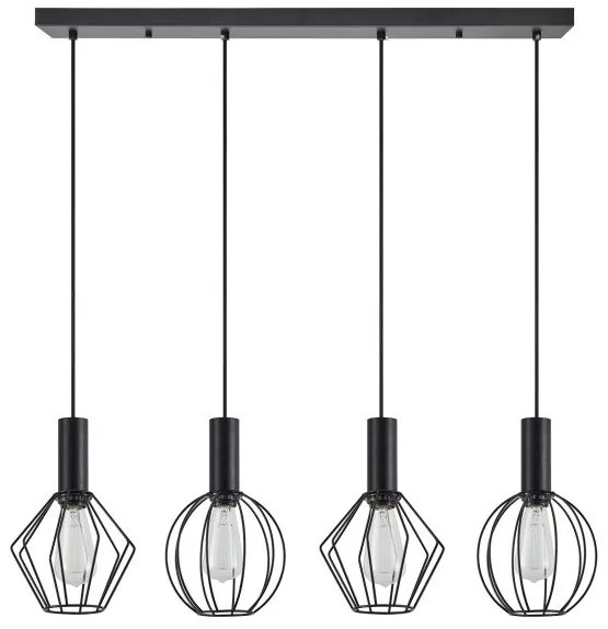 Κρεμαστό Φωτιστικό Οροφής 4xE27 Πλέγματα Adept Flex Homelighting-77-8907-Μαύρο 77-8907