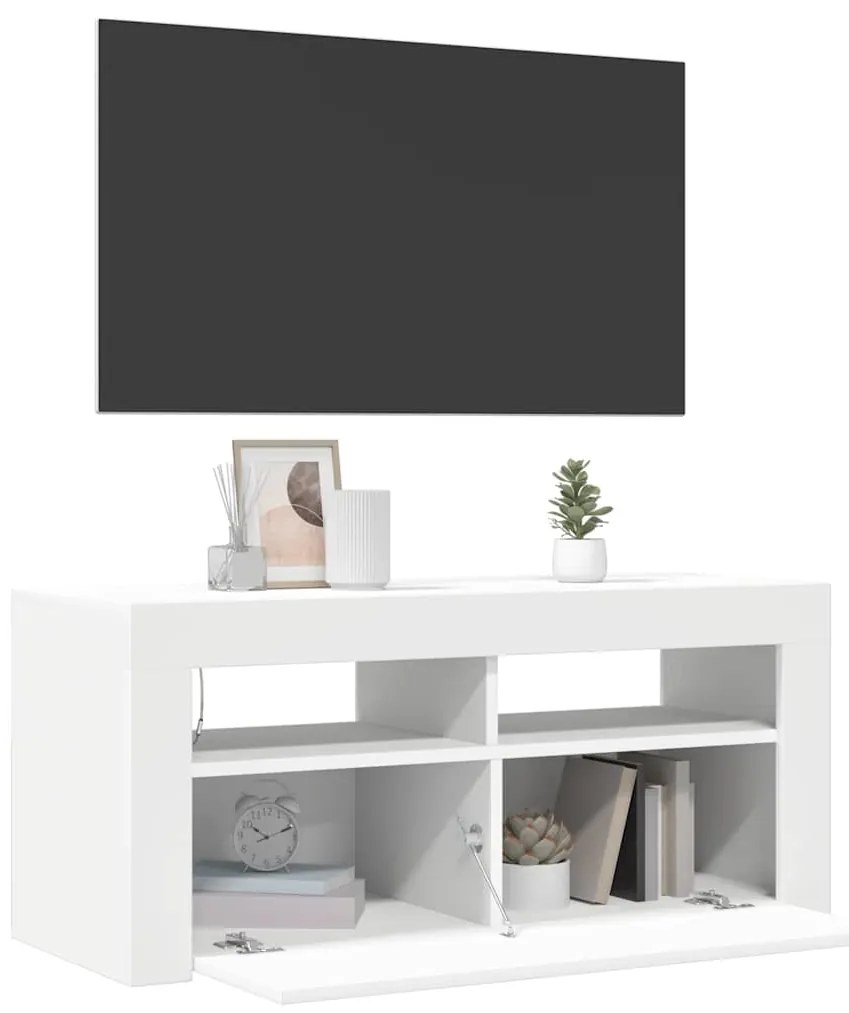 vidaXL Έπιπλο Τηλεόρασης με LED Λευκό 90 x 35 x 40 εκ.