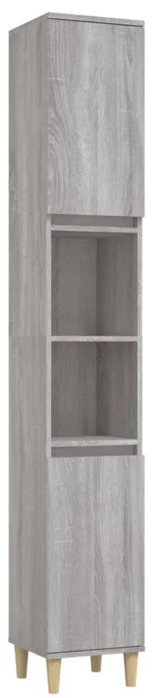 vidaXL Ντουλάπι Μπάνιου Γκρι Sonoma 30x30x190 εκ. Επεξεργασμένο Ξύλο