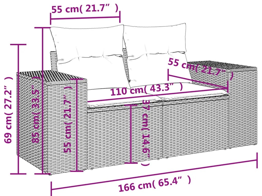vidaXL Σαλόνι Κήπου 5 Τεμαχίων Γκρι από Συνθετικό Ρατάν με Μαξιλάρια