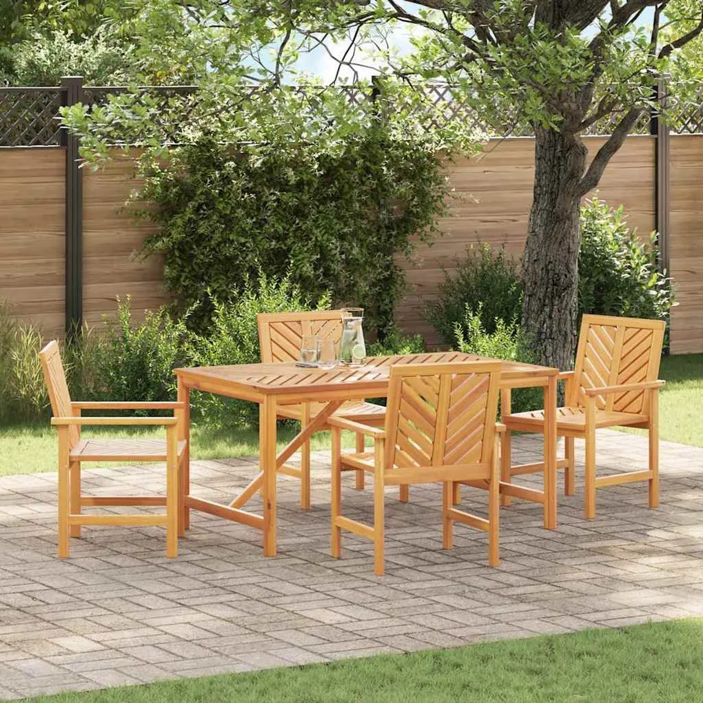 vidaXL Σέτ φαγητού για κήπο 5 pcs Καφέ 150 x 90 x 74 cm