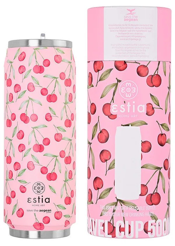 Ποτήρι Θερμός Travel Cup Save The Aegean Cherry Rose 500ml - Estia