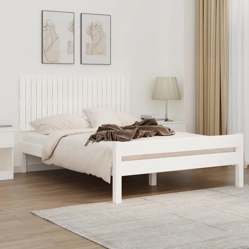 vidaXL Κεφαλάρι Τοίχου Λευκό 140x3x60 εκ. από Μασίφ Ξύλο Πεύκου