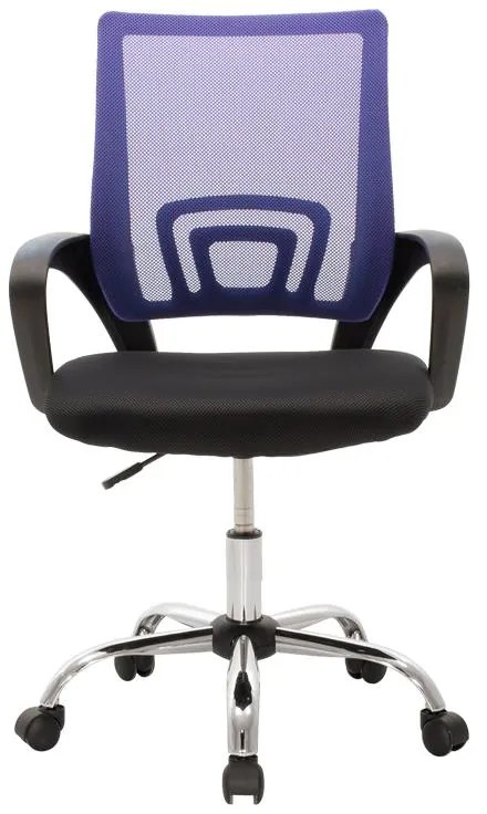 Καρέκλα γραφείου Berto II με ανάκλιση ύφασμα mesh σε μπλε-μαύρη απόχρωση και βάση χρωμίου 60x48x85-95εκ 60x48x95 εκ.