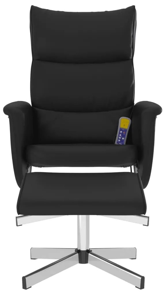 vidaXL Πολυθρόνα Μασάζ Ανακλινόμενη Μαύρη Συνθετικό Δέρμα &amp; Υποπόδιο