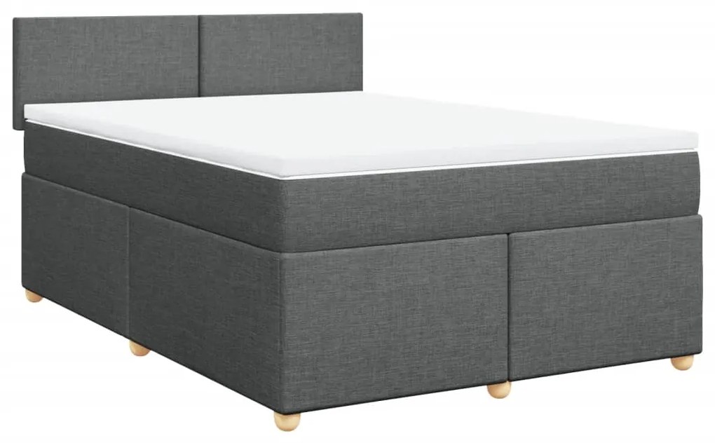 ΚΡΕΒΑΤΙ BOXSPRING ΜΕ ΣΤΡΩΜΑ ΣΚΟΥΡΟ ΓΚΡΙ 140X200 ΕΚ ΥΦΑΣΜΑΤΙΝΟ 3288997