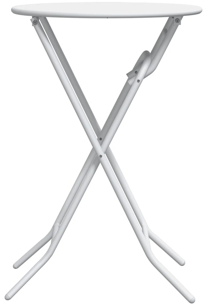 vidaXL Πτυσσόμενο Τραπέζι Κήπου Λευκό Ø50x72 cm Ατσάλι