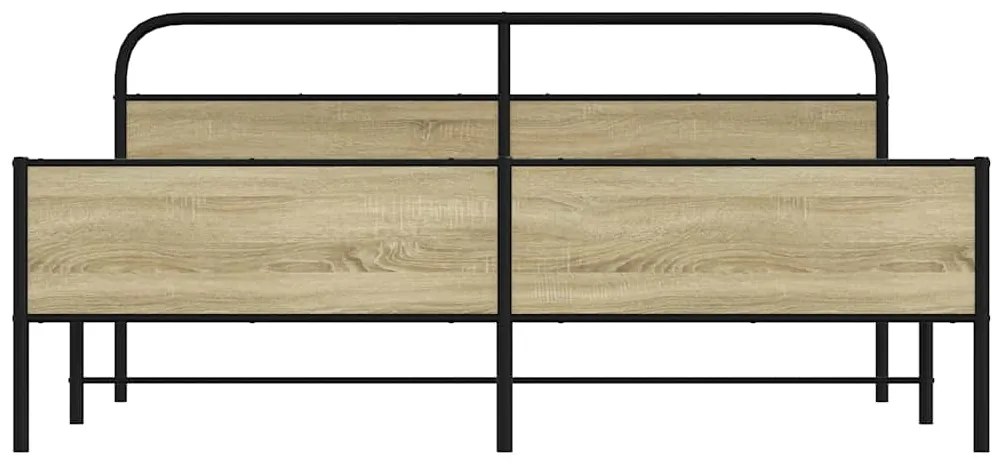 vidaXL Σκελετός Κρεβ. Χωρίς Στρώμα Sonoma Δρυς 183x213 εκ. Μεταλλικό