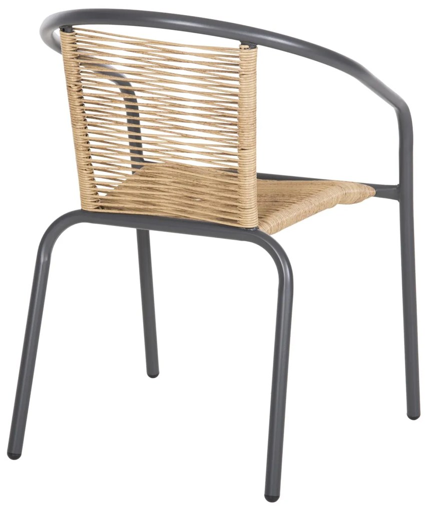 Καρέκλα - Πολυθρόνα SWIFTER C5969.02 Γκρί Μέταλλο με Φυσικό Συνθετικό Rattan 54x61x75Υεκ. 54x61x75 εκ.