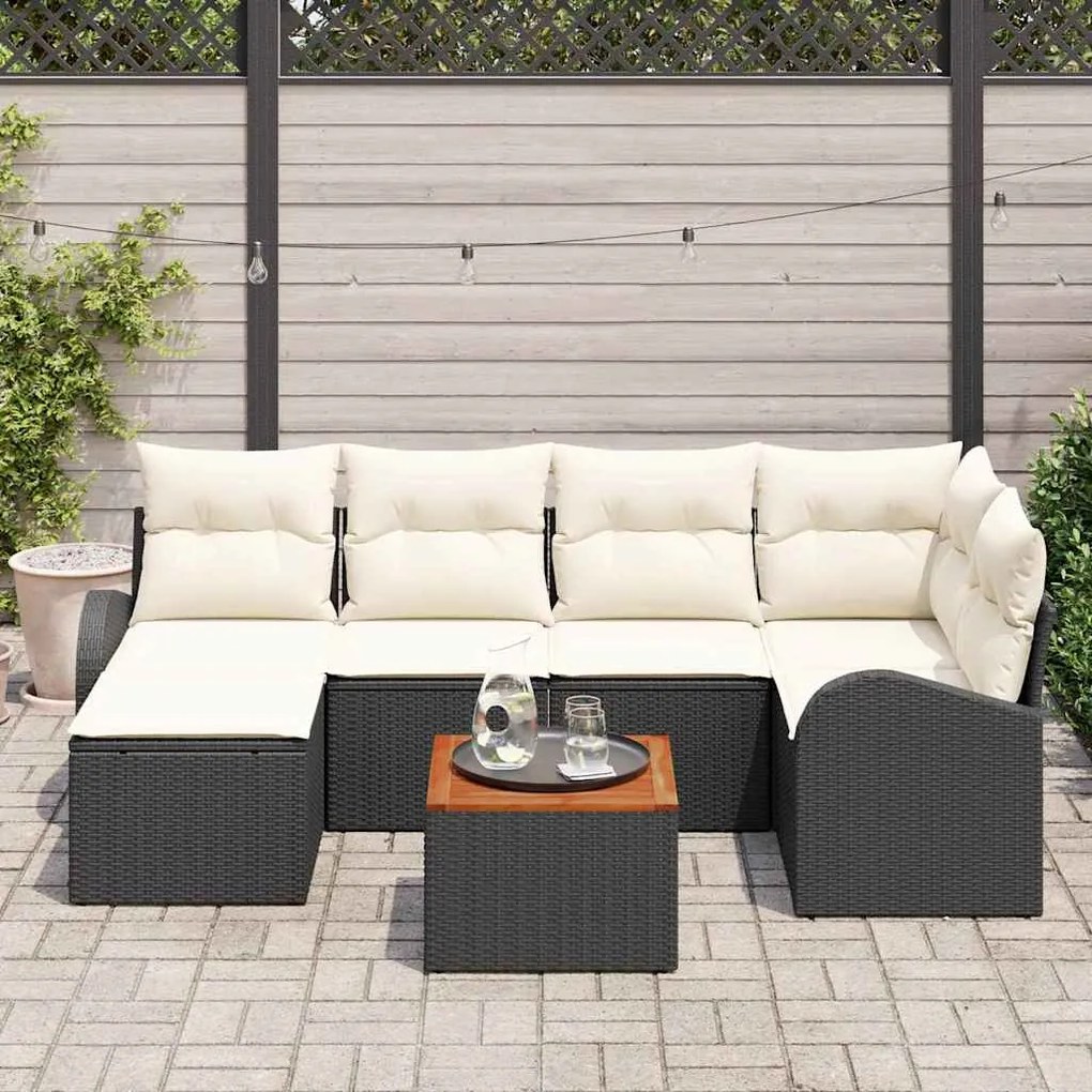 vidaXL Σετ Καναπέ Κήπου 7 pcs Μαύρος, λευκός