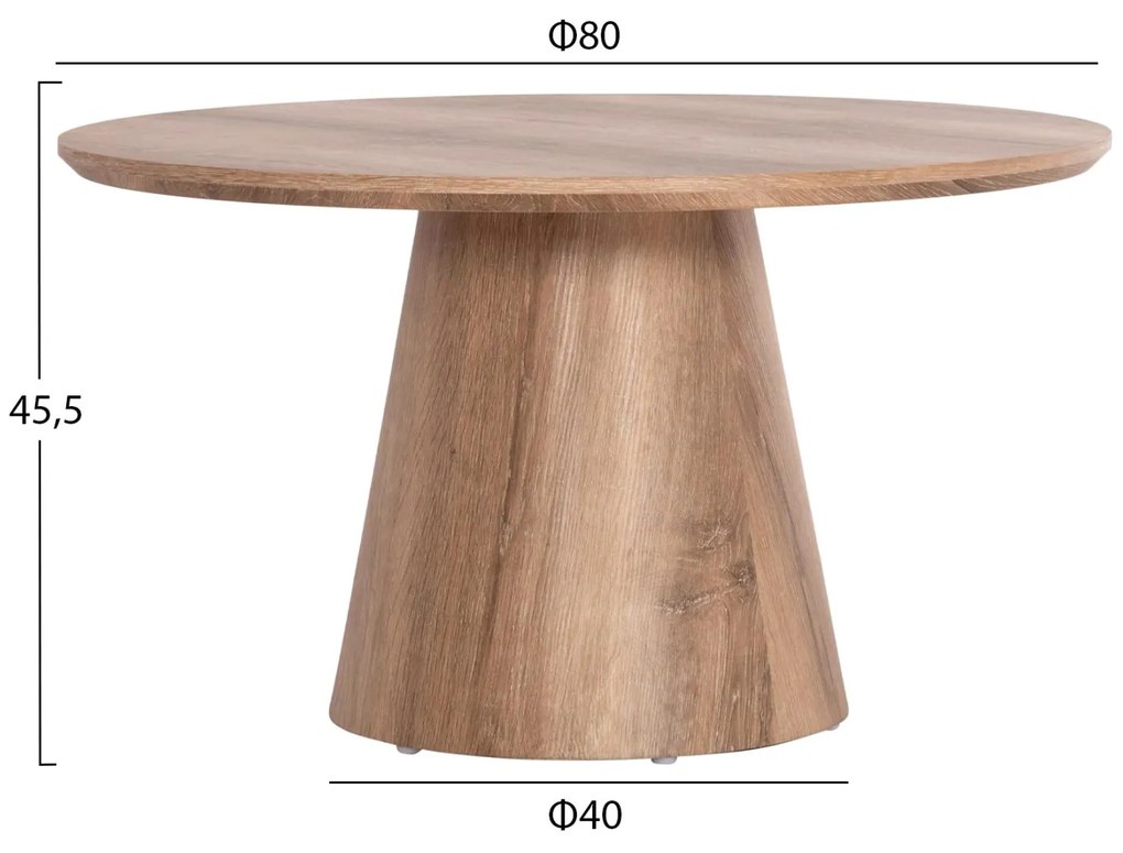 Τραπεζάκι σαλονιού KARAN C18028 MDF σε Φυσικό χρώμα Φ80x45,5Υεκ. 80x80x45.5 εκ.