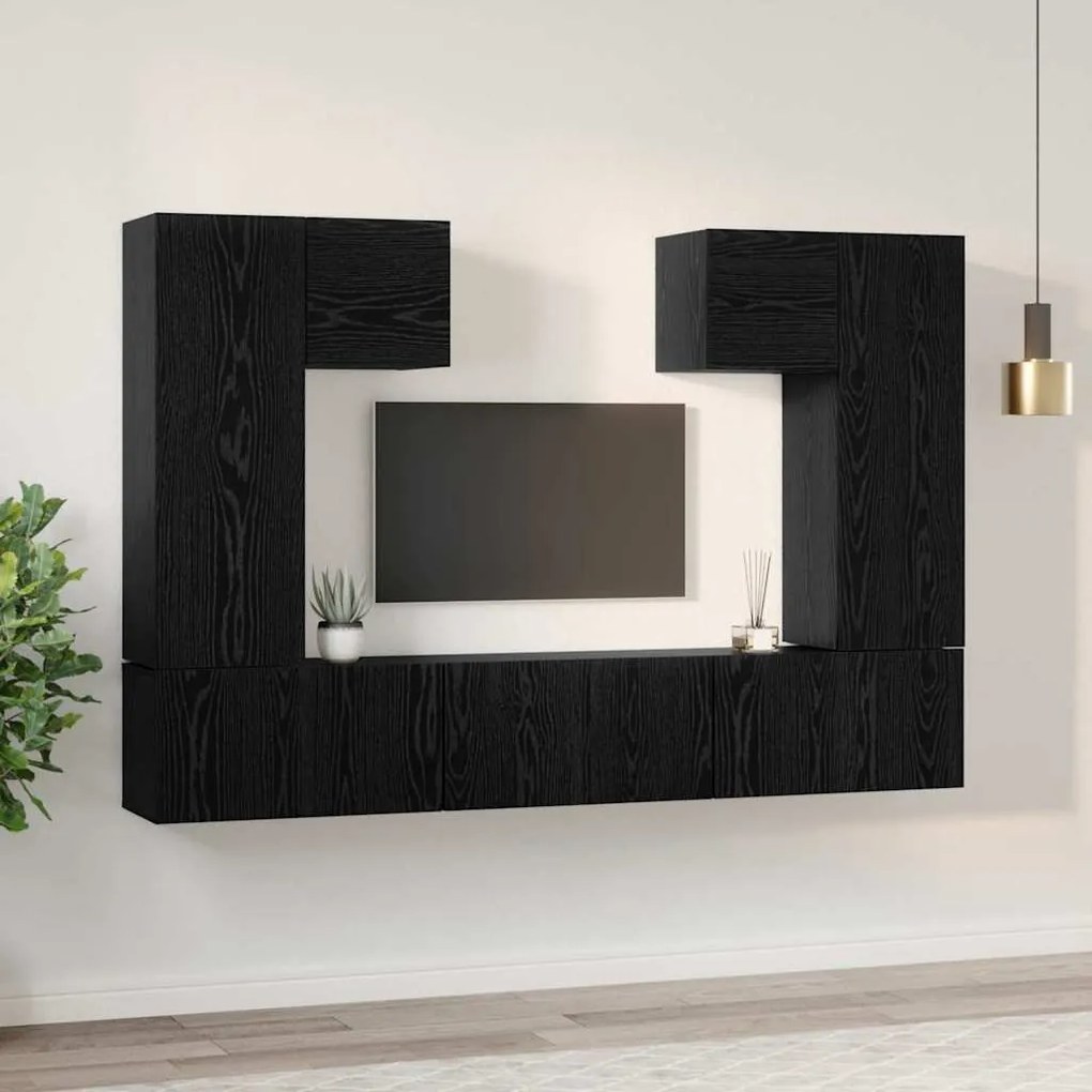 vidaXL Σετ επίπλου τηλεόρασης 7 pcs Μαύρη δρυς 180 x 30 x 120 εκ